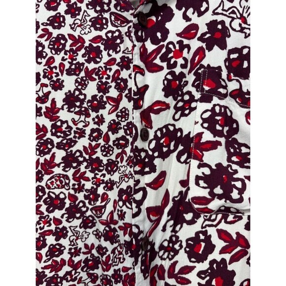 Vans Mens‎ Sz M Classic Fit Red Floral Button Up Shirt Hawaiian - Picture 3 of 5